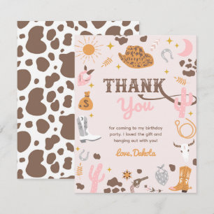 Cowgirl Thank You Card   Girl Wester Thank You
