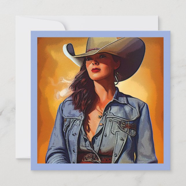 Cowgirl-Thank You Cards-Blank Note Cards (set 10) (Front)