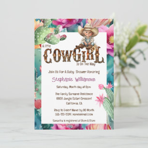 Cowgirl theme baby shower cactus girl invitation