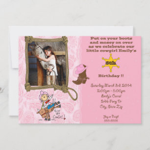 Cowgirl Theme Birthday Invitation