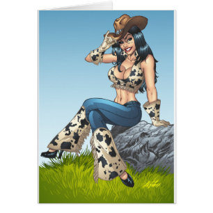 Cowgirl Tipping Her Cowboy Hat Illustration