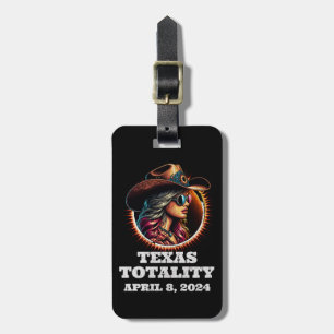 Cowgirl Total Solar Eclipse 4.08.2024 Texas Luggage Tag
