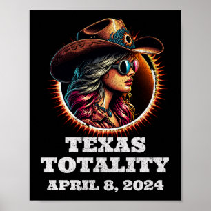 Cowgirl Total Solar Eclipse 4.08.2024 Texas  Poster