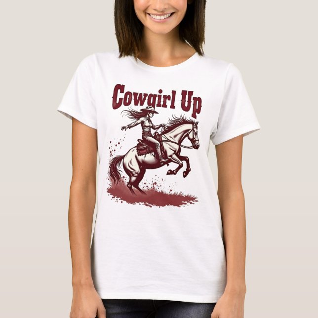 Cowgirl Up Tee – Western Rodeo Graphic Shirt (Front)
