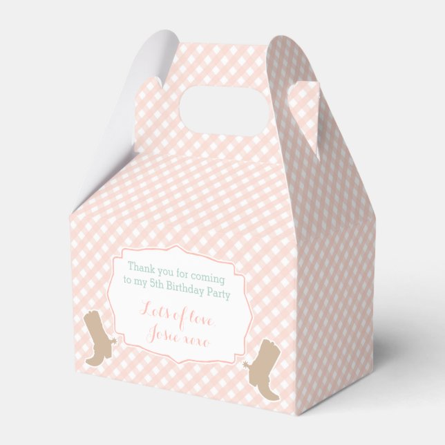 Cowgirl Vaquera peach floral cowboy boots antlers Favour Box (Front Side)