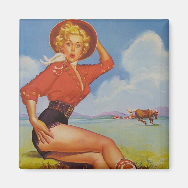 Cowgirl vintage Pin up Magnet (Front)
