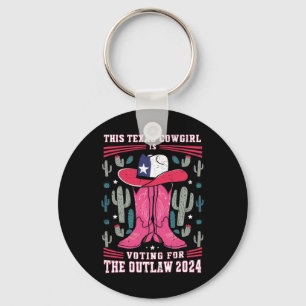 Cowgirl Voting For Outlaw Funny Pro Trump 2024 Wom Key Ring