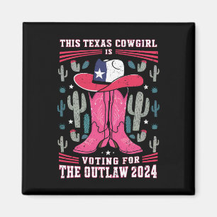 Cowgirl Voting For Outlaw Funny Pro Trump 2024 Wom Magnet