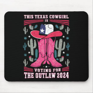 Cowgirl Voting For Outlaw Funny Pro Trump 2024 Wom Mouse Mat