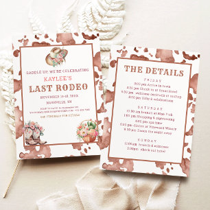 Cowgirl Watercolor Last Rodeo Bachelorette Weekend Invitation