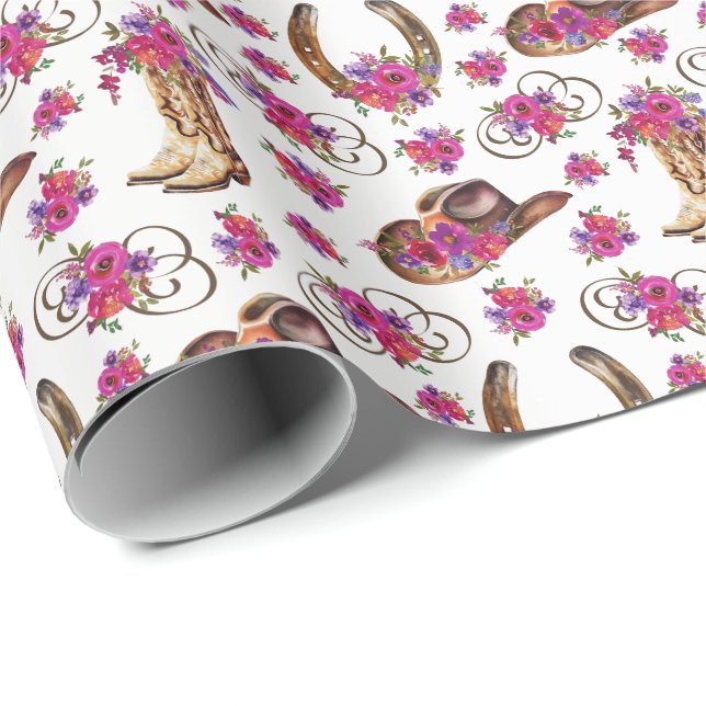Cowgirl Wedding Gift Wrapping Paper (Roll Corner)
