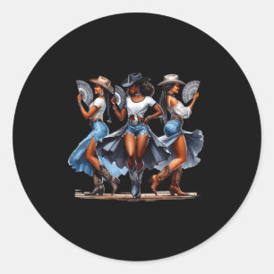 Cowgirl Western Afro Black Women African Black His Classic Round Sticker