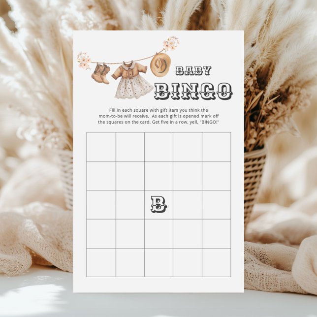 Cowgirl Western Baby Shower Bingo Game Card (Creator Uploaded)