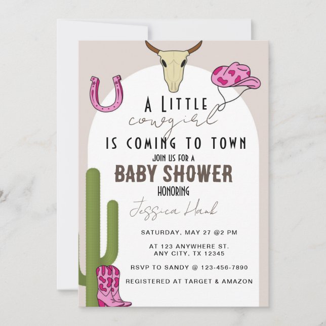 Cowgirl Western Baby Shower Invitation (Front)
