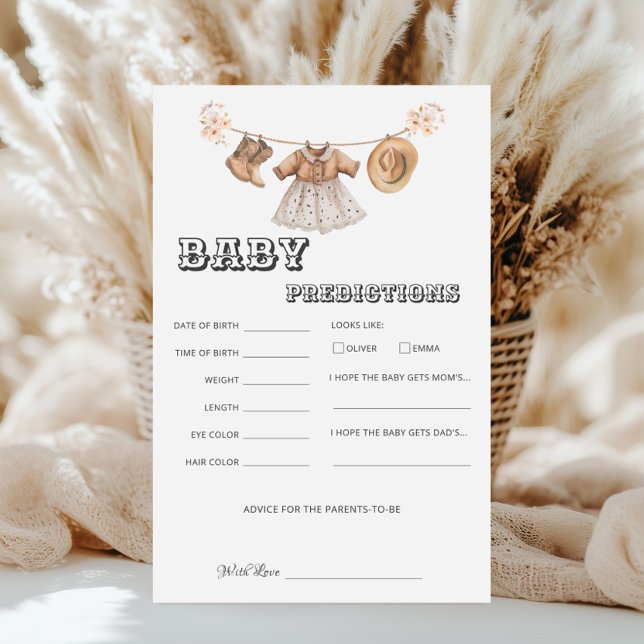 Cowgirl Western Baby Shower Predictions Fun Game (Creator Uploaded)