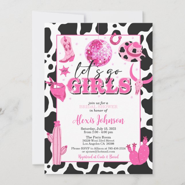 Cowgirl Western Bachelorette/Bridal Shower Invitation (Front)