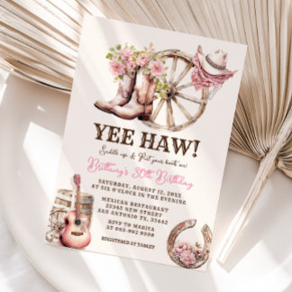 Cowgirl Western Birthday 21st, 30th, 40th Invitation
