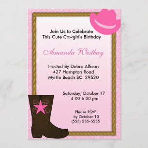 Cowgirl Western Birthday Invitation