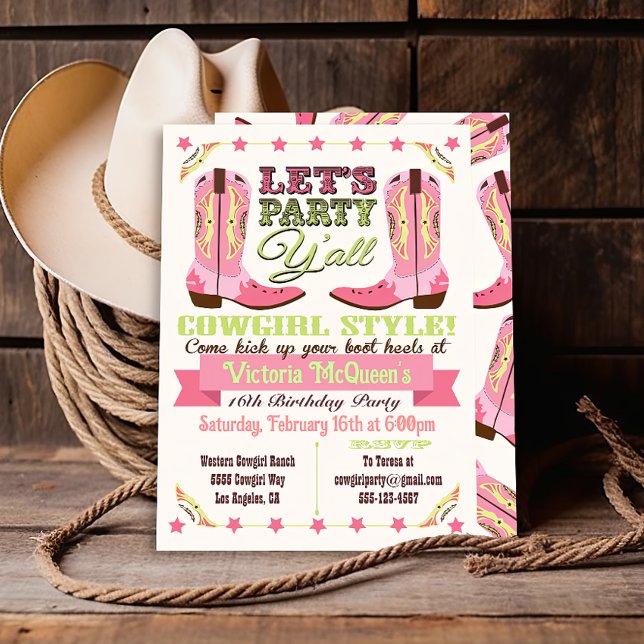 Cowgirl Western Birthday Party Invitations (Creator Uploaded)