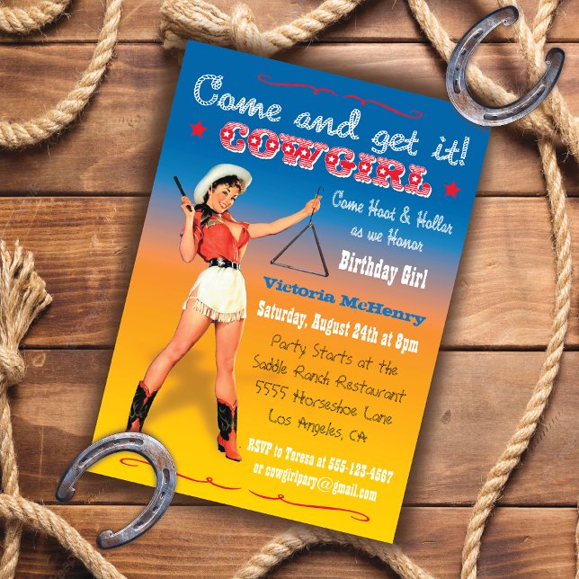 Cowgirl Western Birthday Party Invitations (Creator Uploaded)