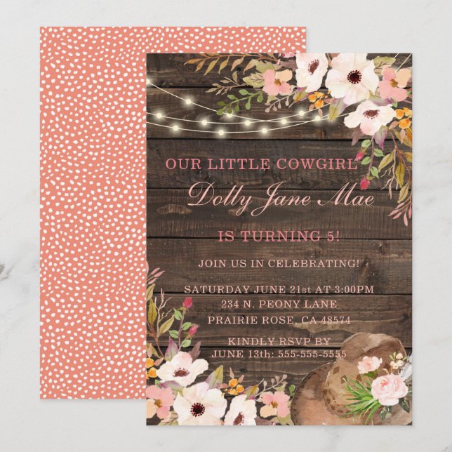 Cowgirl Western Boho Birthday Invitation (Front/Back)