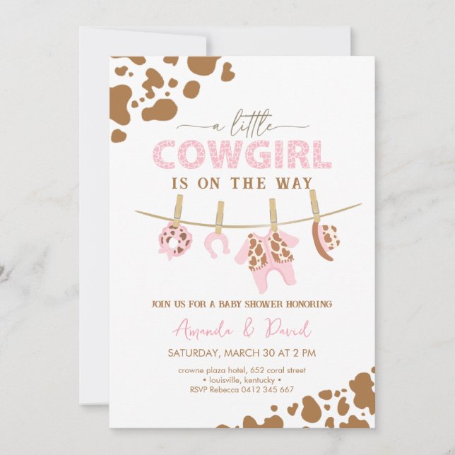 Cowgirl Western Brown Plaid Baby shower Invitation (Front)