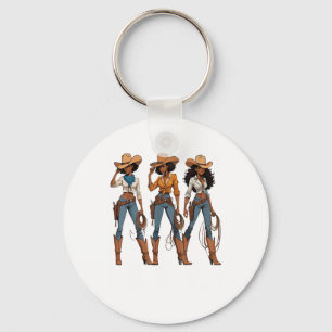 Cowgirl Western Country Texas Rodeo Black African Key Ring