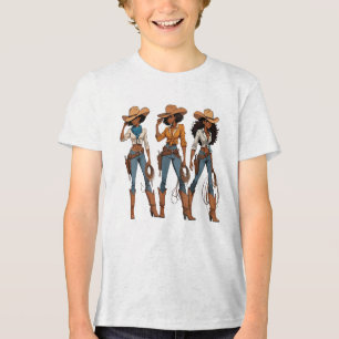Cowgirl Western Country Texas Rodeo Black African  Tri-Blend Shirt