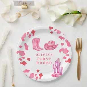 Cowgirl Western First Rodeo Birthday Party  Paper Plate