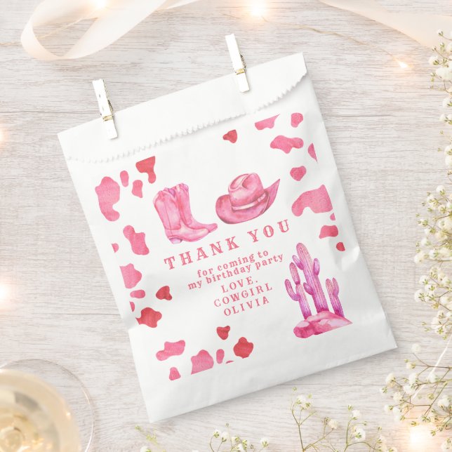 Cowgirl Western First Rodeo Birthday Thank You Favour Bags (Clipped)