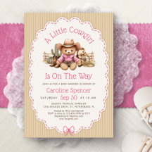 Cowgirl Western Girls Pink Baby Shower