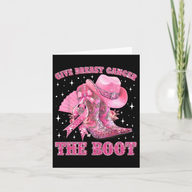Cowgirl Western Give Breast Cancer The Boot Pink R Card (Front)