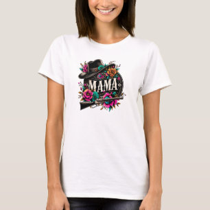 Cowgirl western hat and boots floral Mother's Day T-Shirt