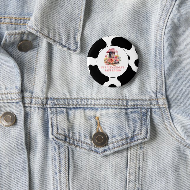 Cowgirl Western Last Rodeo Bachelorette Party 6 Cm Round Badge (In Situ)