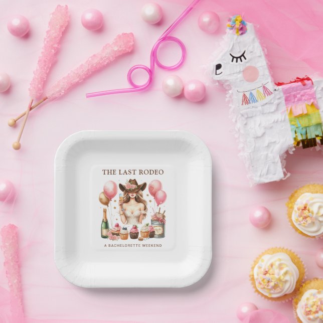 Cowgirl Western Rodeo Bachelorette Bridal Shower Paper Plate (Party)