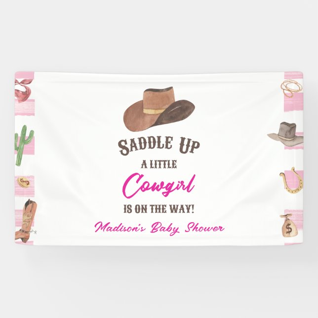 Cowgirl Western Rodeo Wild West Baby Shower Banner (Horizontal)