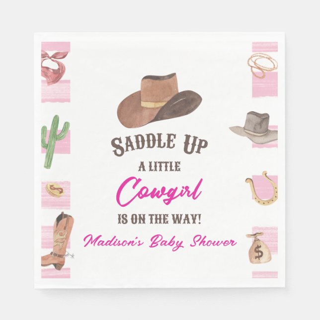 Cowgirl Western Rodeo Wild West Baby Shower Napkin (Front)