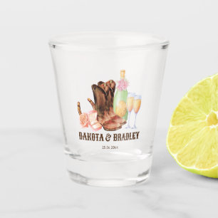 Cowgirl western wedding bridal party gifts shot glass