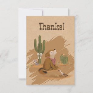 Cowgirl Whimsical Western Desert Animal Graphic Thank You Card