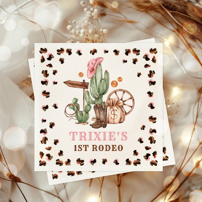 Cowgirl Wild West 1st Rodeo Ranch Birthday Party Napkin (Creator Uploaded)