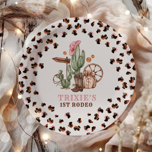 Cowgirl Wild West 1st Rodeo Ranch Birthday Party Paper Plate (Creator Uploaded)