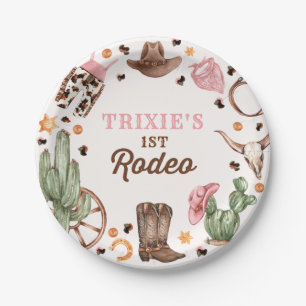 Cowgirl Wild West 1st Rodeo Ranch Birthday Party Paper Plate