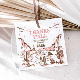 Cowgirl Wild West Rodeo Birthday Party Square Favour Tags