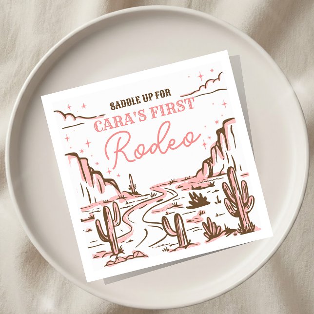 Cowgirl Wild West Rodeo Birthday Party Square Napkin (Creator Uploaded)
