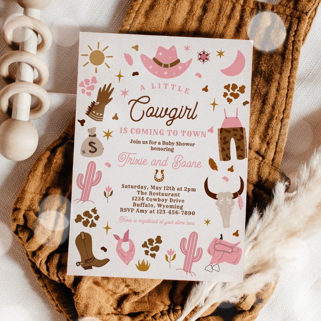 Cowgirl Wild West Rodeo Ranch Baby Shower Invitation (Creator Uploaded)