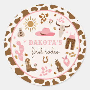 Cowgirl Wild West Rodeo Ranch Birthday Party Decor Classic Round Sticker
