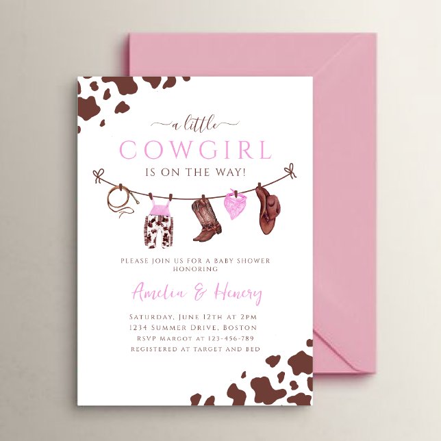 Cowgirl Wild West Rodeo Western GIRL Baby Shower Invitation (Creator Uploaded)