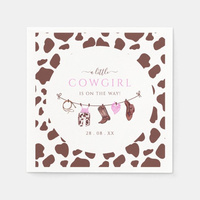 Cowgirl Wild West Rodeo Western girl Baby Shower Napkin (Front)