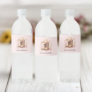 Cowgirl Wildflowers Bash Birthday Water Bottle Label