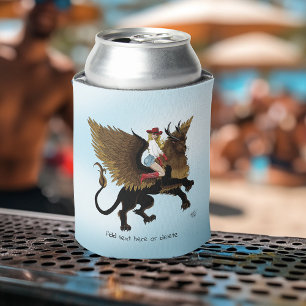 Cowgirl Winged Lion Fantasy Red Can Cooler